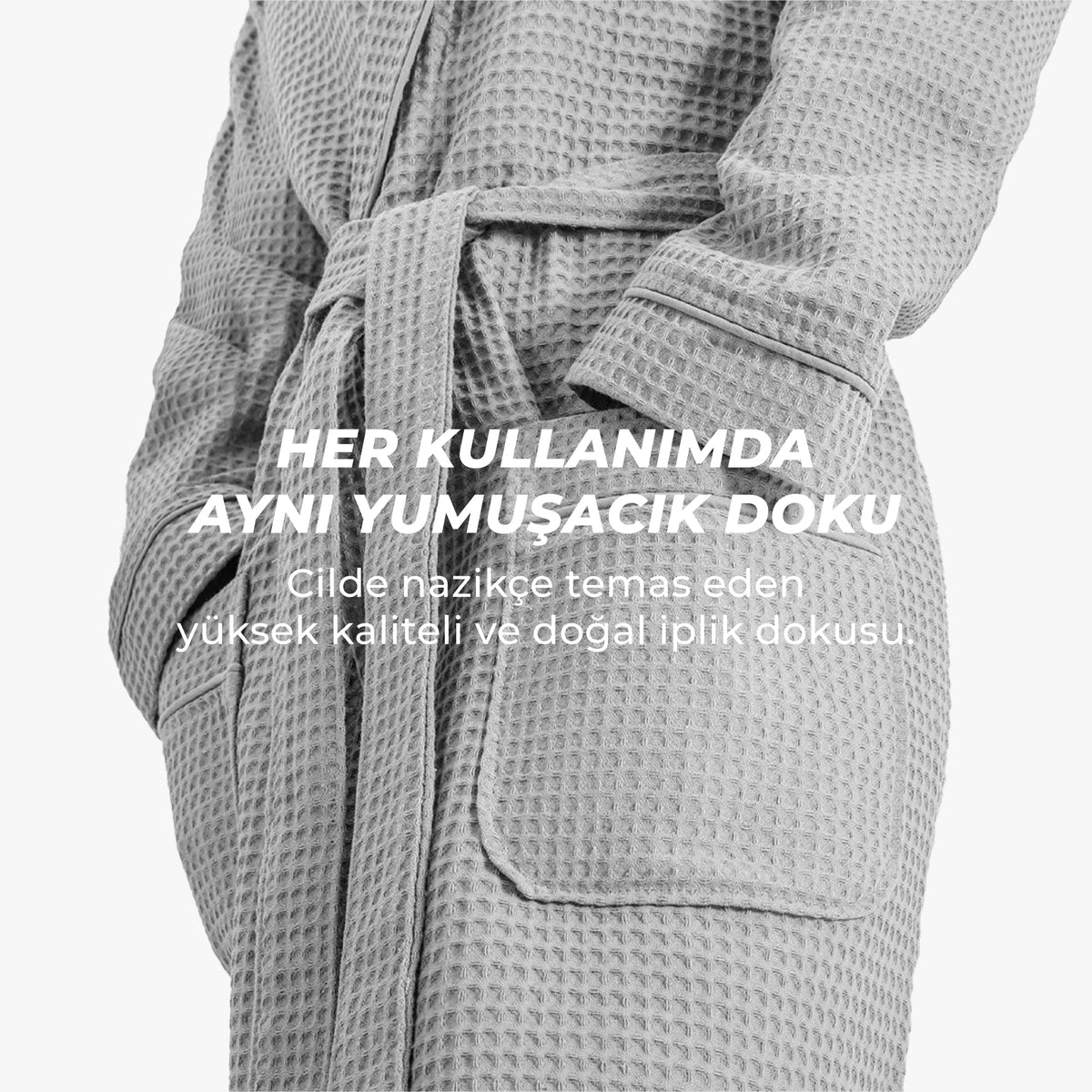 Afra Elite Serisi Kadın Pike Bornoz Gri