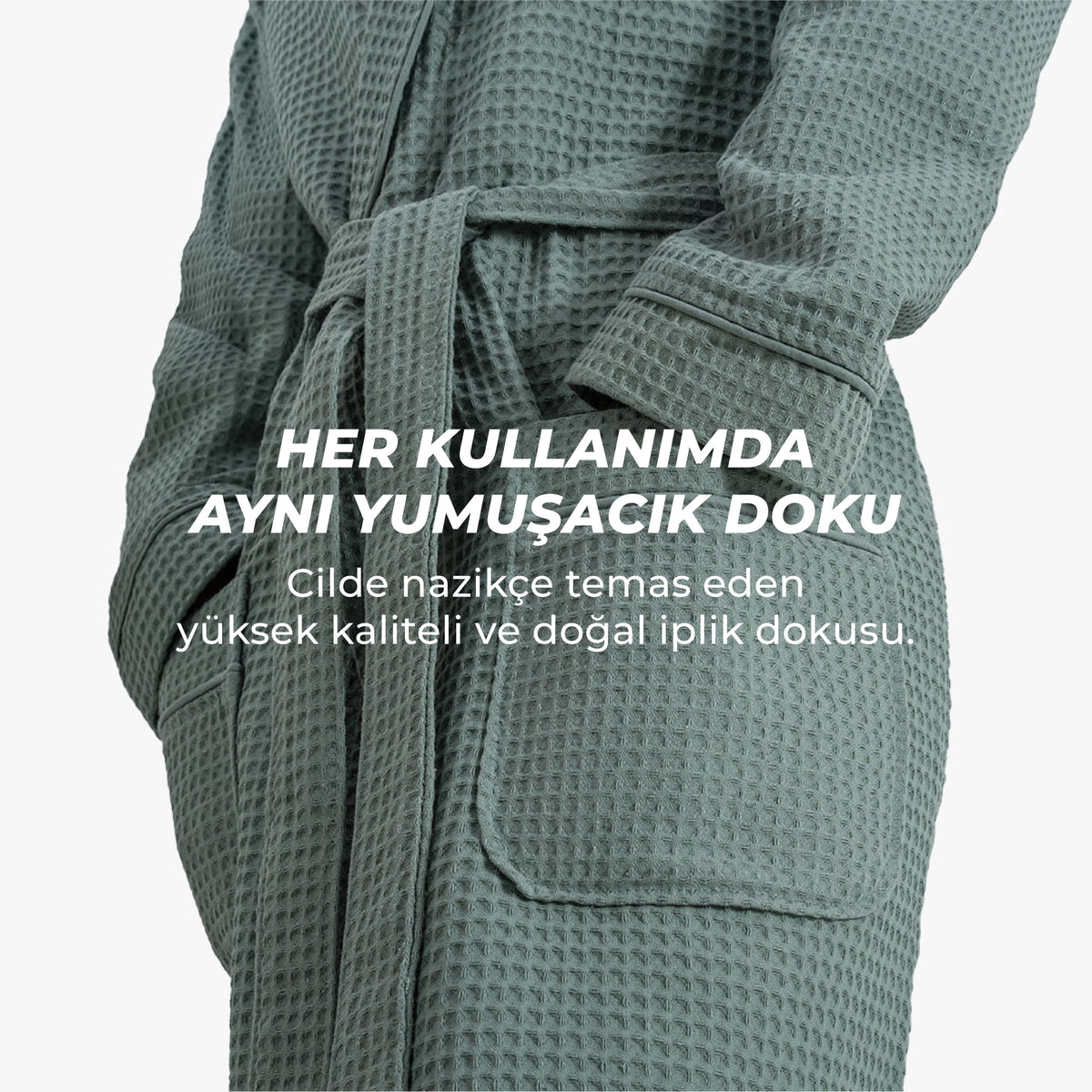 Afra Elite Serisi Kadın Pike Bornoz Yeşil