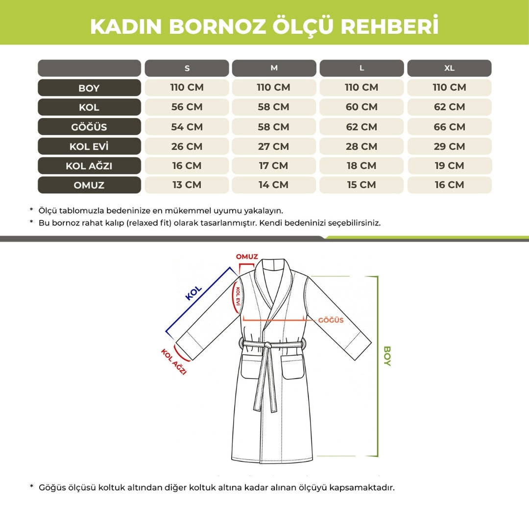 Fiorina Maison Serisi Aile Bornoz Seti Mint M / Krem L