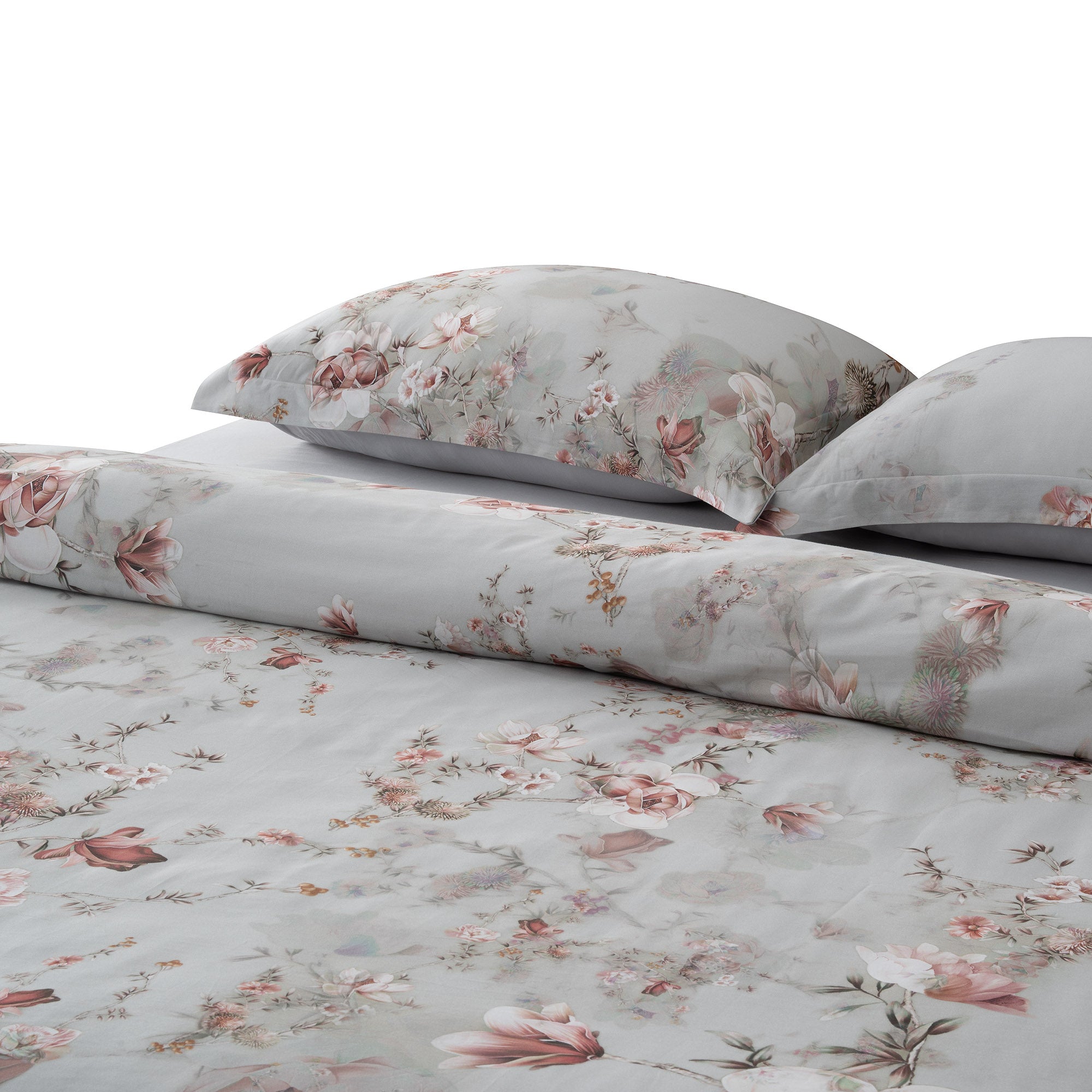 Bloomy Çiçek Senfonisi Çift Kişilik %100 Ege Pamuğu Nevresim Seti - 2 Yastıklı Mint