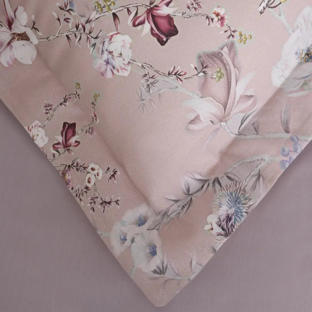 Bloomy Çiçek Senfonisi Çift Kişilik %100 Ege Pamuğu Nevresim Seti - 2 Yastıklı Pudra