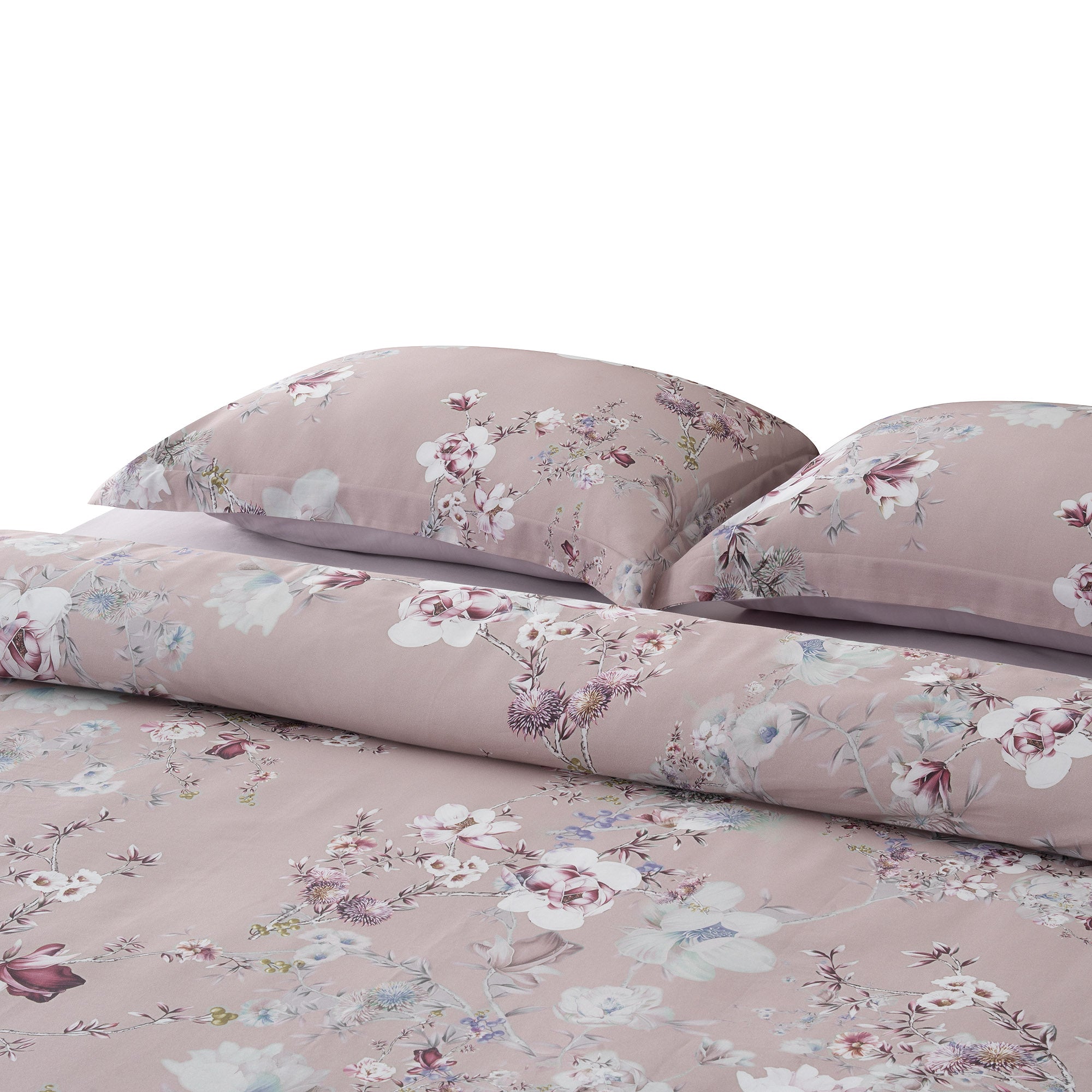 Bloomy Çiçek Senfonisi Çift Kişilik %100 Ege Pamuğu Nevresim Seti - 2 Yastıklı Pudra