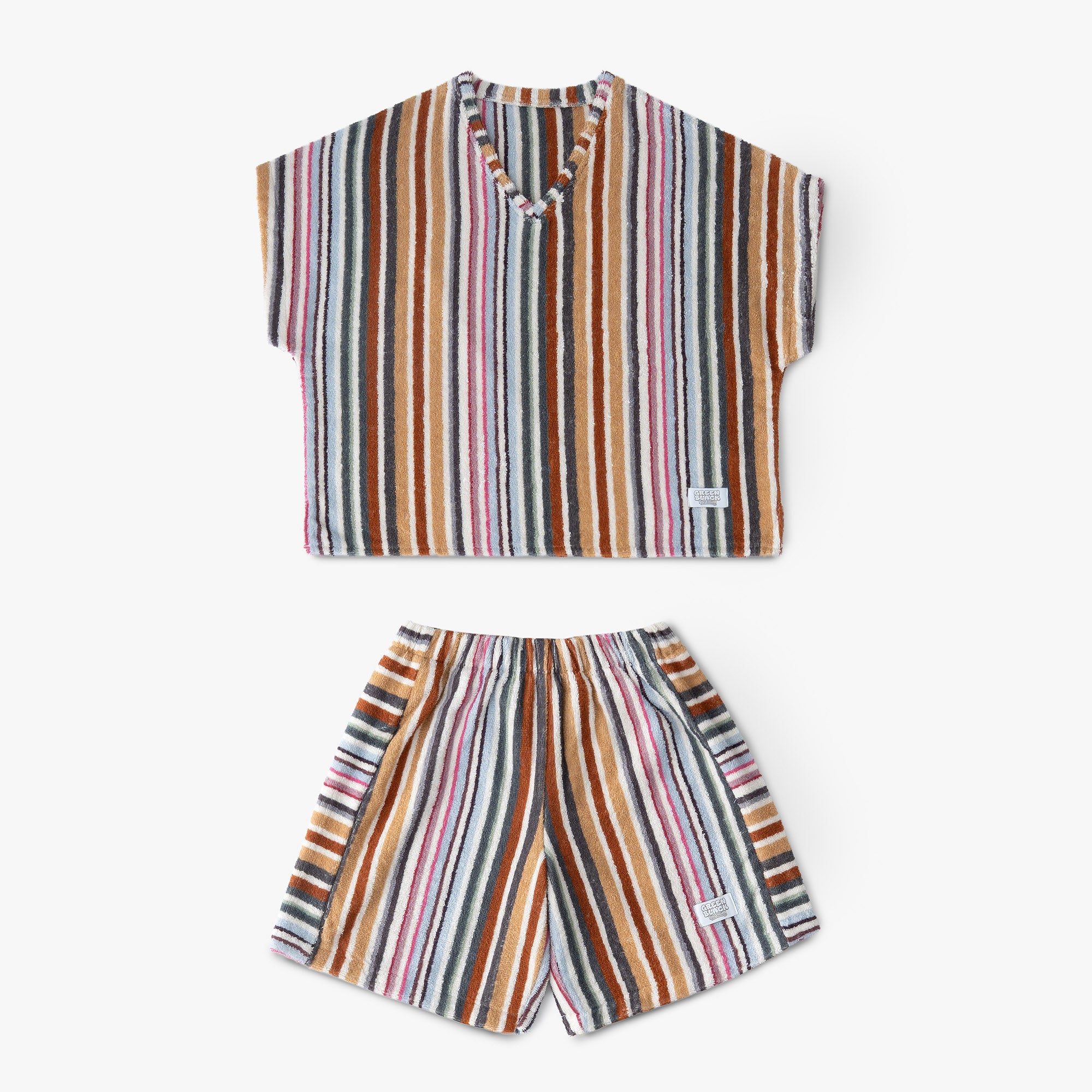 Stripe Soft Kadın Havlu Şortlu Takım Renkli Standart