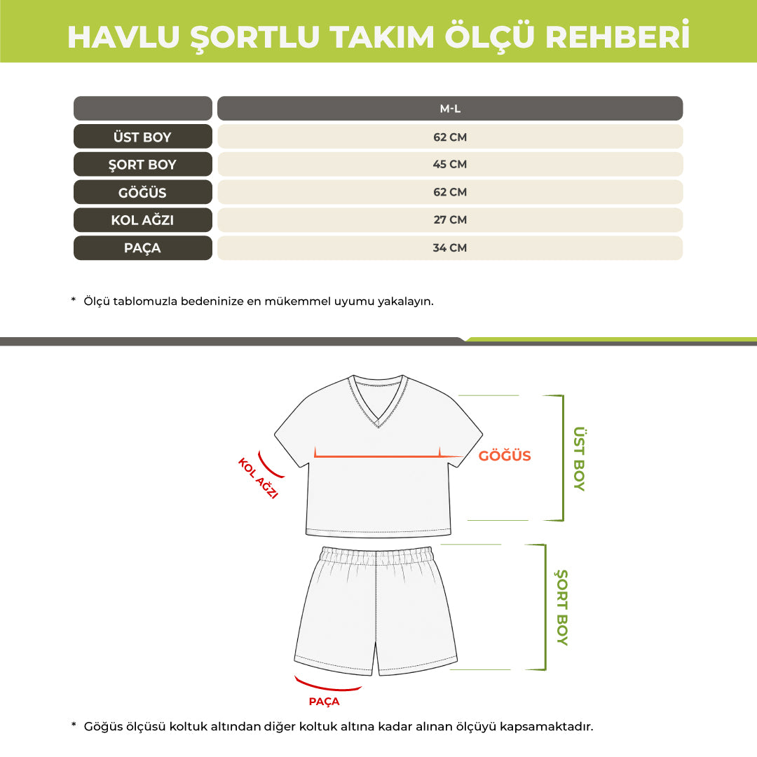 Stripe Red Kadın Havlu Şortlu Takım Renkli Standart