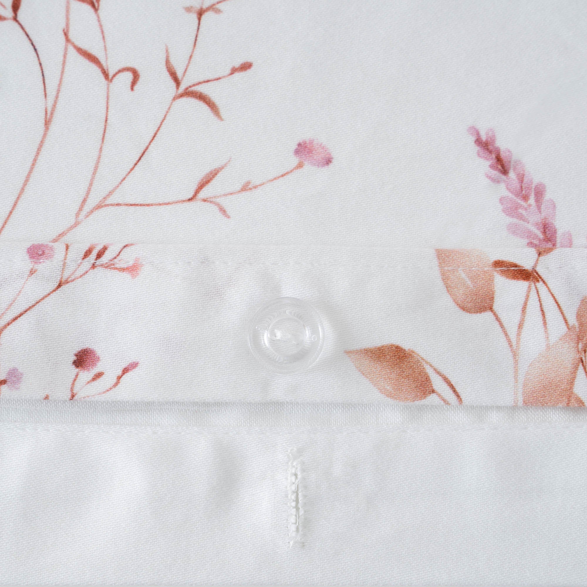 Lavena Kır Çiçekleri Çift Kişilik %100 Ege Pamuğu Nevresim Takımı - Çarşaflı - 4 Yastıklı Krem-Pembe