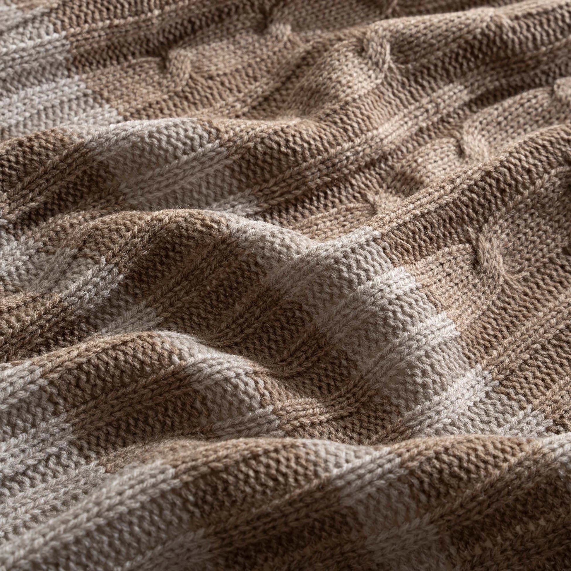 Soft Living Koleksiyonu Triko Örgü Tv Battaniyesi 140×190 cm - Bej